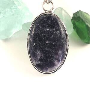 925 Chunky Oval Lepidolite Pendant